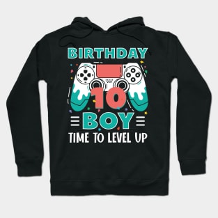 10th Birthday Boy Gamer Funny B-day Gift For Boys kids toddlers Hoodie